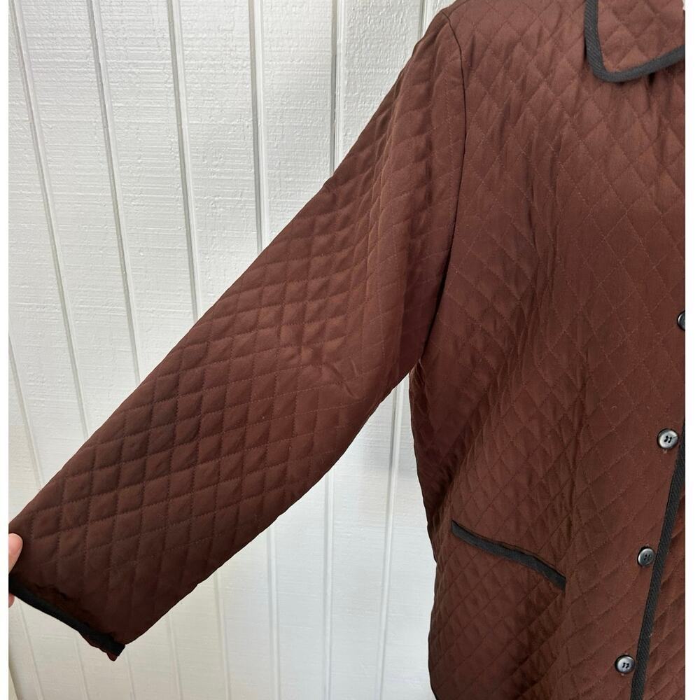 Diane Von Furstenberg Silk Quilted Jacket Brown Vintage Blazer Womens S - Picture 2 of 7